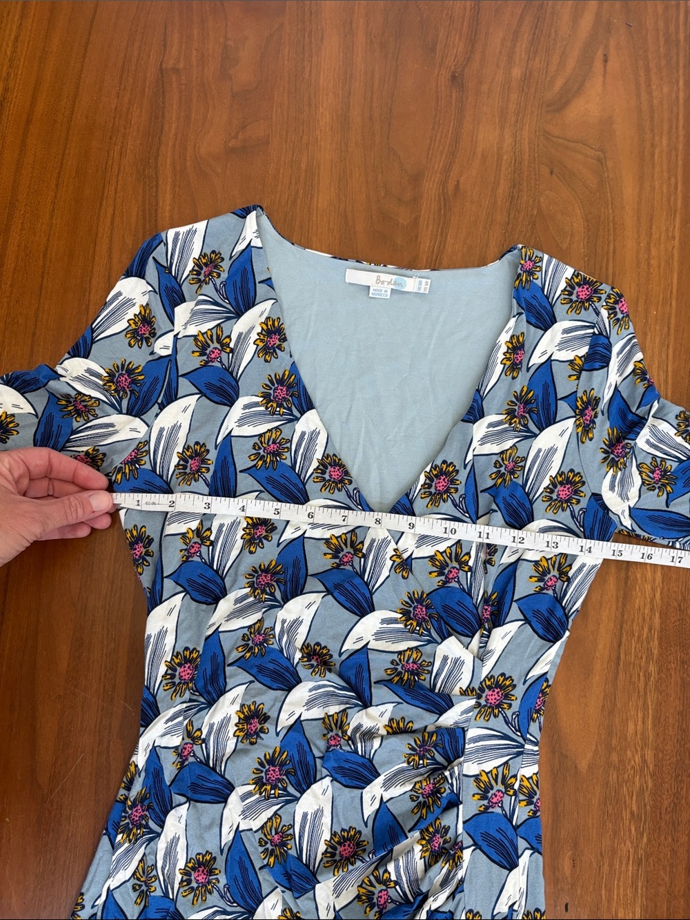 Boden Ruth Faux Wrap Floral Jersey Dress Blue Size 6 - Picture 7 of 7